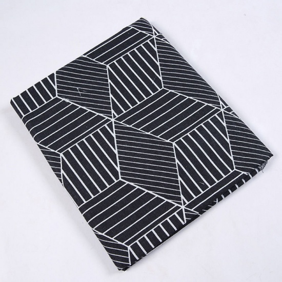 Picture of Cotton Polyester Blend Fabric Black Rhombus Stripe 150cm(59") x 100cm(39 3/8"), 1 M