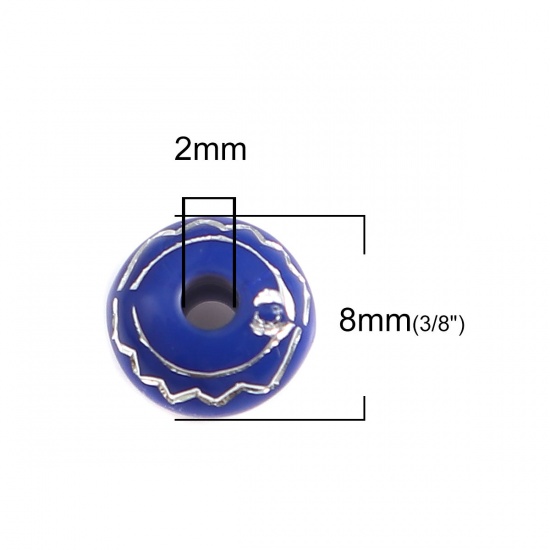 アクリル ビーズ 円形 ランダムな色 リップル柄 約 8mm直径、 穴：約 2mm、 500 個 の画像