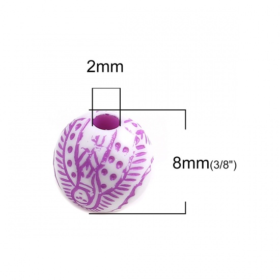 Picture of Acrylic Beads Round At Random Virgin Mary Pattern About 8mm Dia, Hole: Approx 2mm, 500 PCs