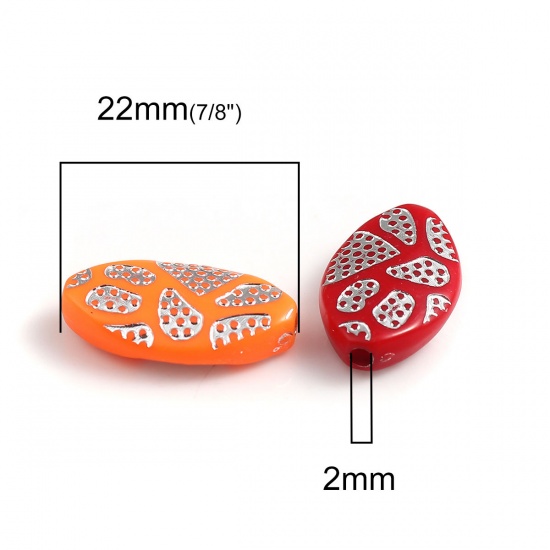 Picture of Acrylic Beads Oval At Random About 22mm x 13mm, Hole: Approx 2mm, 100 PCs