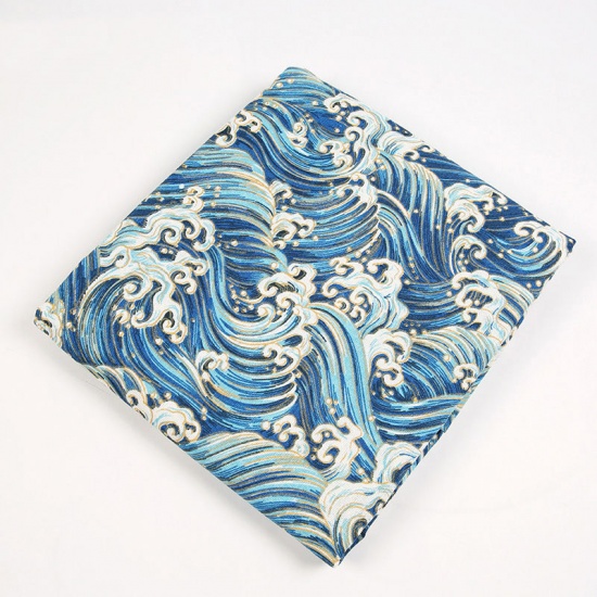 Image de Tissu en Mélange Polyester & Coton Bleu Vague 150cm x 100cm, 1 M