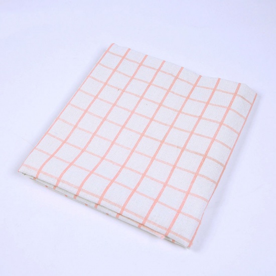 Immagine di Miscela di Poliestere di Cotone Tessuto Rosa Ingraticciato Forma 150cm x 100cm , 1 M