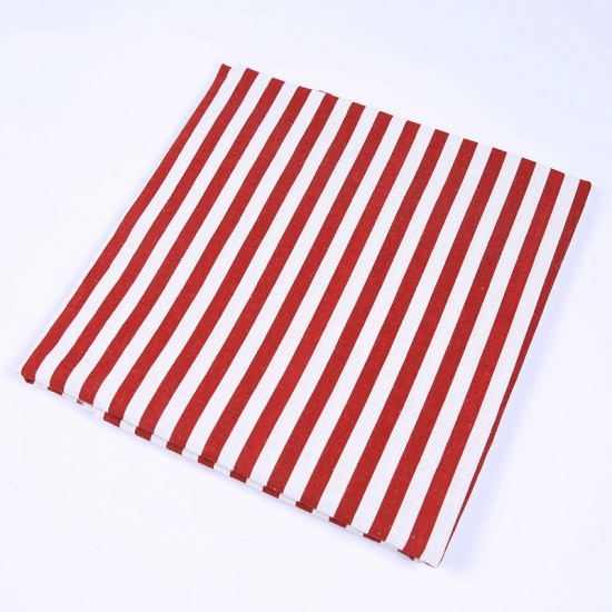 コットンポリエステルブレンド 生地 赤 縞模様パターン 150cm x 100cm、 1 メートル の画像