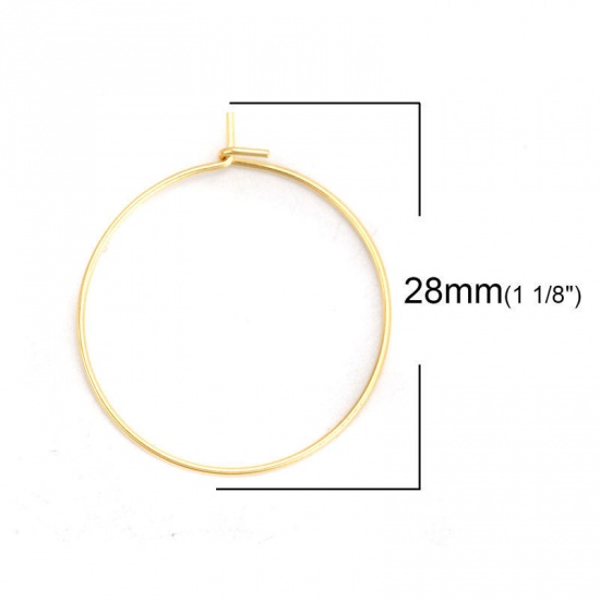 Picture of 316 Stainless Steel Hoop Earrings Gold Plated 33mm(1 2/8") x 30mm(1 1/8"), Post/ Wire Size: (21 gauge), 10 PCs