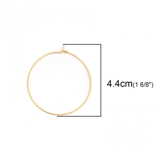 Picture of 316 Stainless Steel Hoop Earrings Gold Plated 28mm(1 1/8") x 25mm(1"), Post/ Wire Size: (21 gauge), 10 PCs