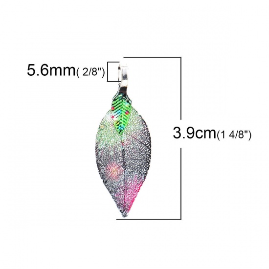 Imagen de Latón & Hoja Natural Colgantes Multicolor 39mm x 15mm, 2 Unidades