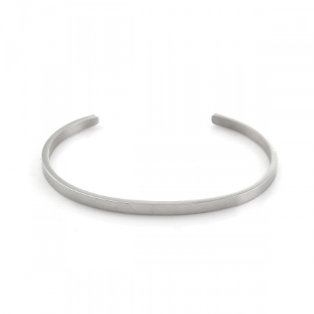 Picture of 316 Stainless Steel Blank Stamping Tags Open Cuff Bangles Bracelets Round Silver Tone One-sided Polishing 15.5cm(6 1/8") long, 1 Piece