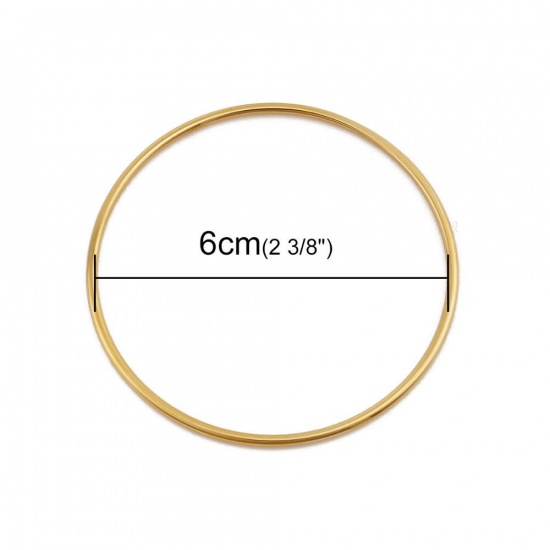 Picture of Stainless Steel Bangles Bracelets Gold Plated Round 22cm(8 5/8") long, 1 Piece