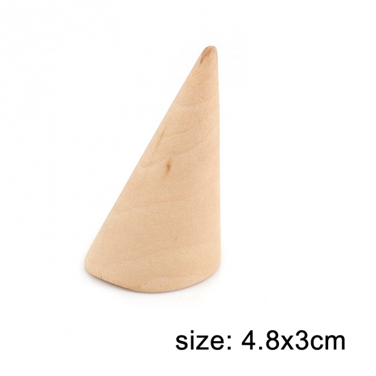 Picture of Pine Wood Jewelry Ring Displays Cone Natural 48mm x 30mm , 1 Piece