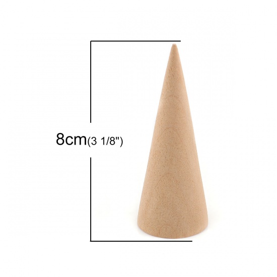 Picture of Pine Wood Jewelry Ring Displays Cone Natural 80mm(3 1/8") x 30mm(1 1/8") , 1 Piece
