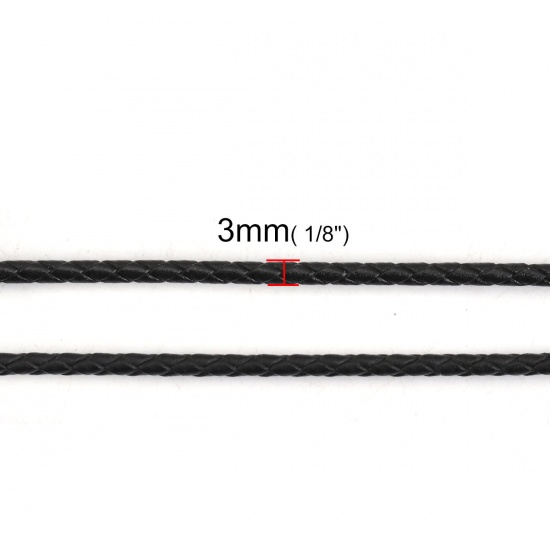 Picture of Real Leather Jewelry Cord Rope Black 3mm( 1/8"), 1 Roll (Approx 5 M/Roll)