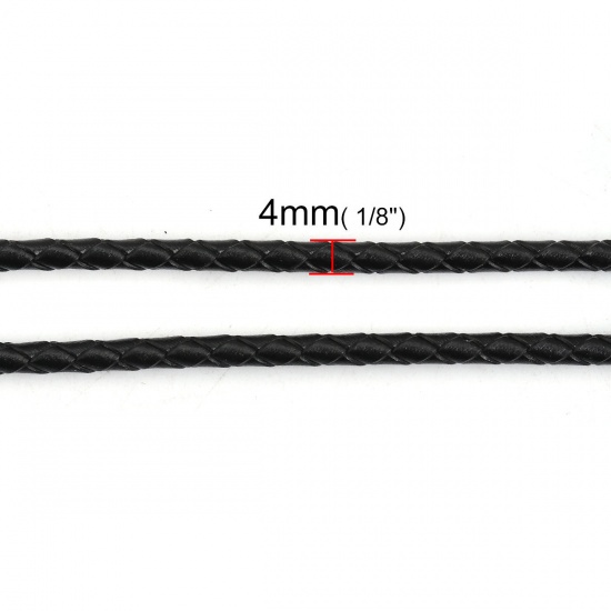 Picture of Real Leather Jewelry Cord Rope Black 4mm( 1/8"), 1 Roll (Approx 5 M/Roll)