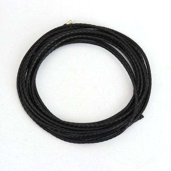 Picture of Real Leather Jewelry Cord Rope Black 4mm( 1/8"), 1 Roll (Approx 5 M/Roll)