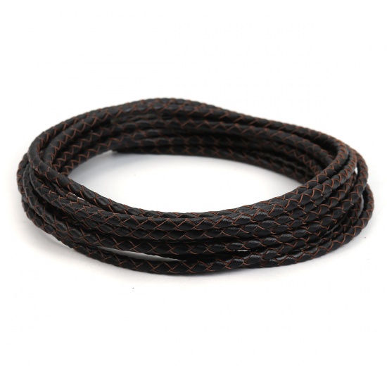 Imagen de Cuerda De Cuero Real de Negro 5mm Diámetro, 1 Rollo (Aprox 5 M/Rollo)