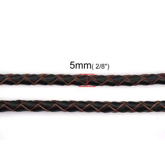 Picture of Real Leather Jewelry Cord Rope Black 5mm( 2/8"), 1 Roll (Approx 5 M/Roll)