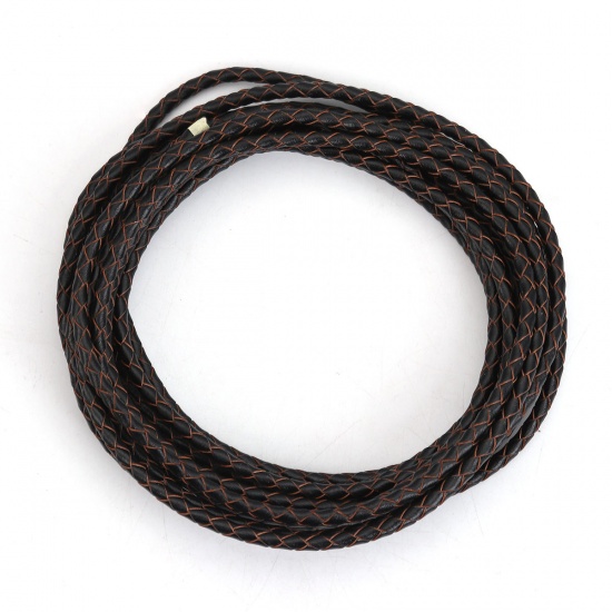 Picture of Real Leather Jewelry Cord Rope Black 5mm( 2/8"), 1 Roll (Approx 5 M/Roll)