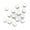 Picture of Stainless Steel Blank Stamping Tags Beads For DIY Jewelry Making Cube Silver Tone Roller Burnishing 4mm x 4mm, Hole: Approx No Hole, 10 PCs