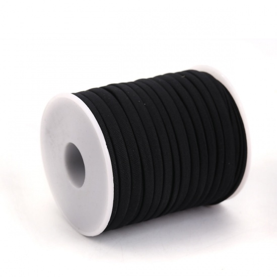 Picture of Acrylic Jewelry Cord Rope Black Elastic 6mm( 2/8"), 1 Roll (Approx 20 M/Roll)
