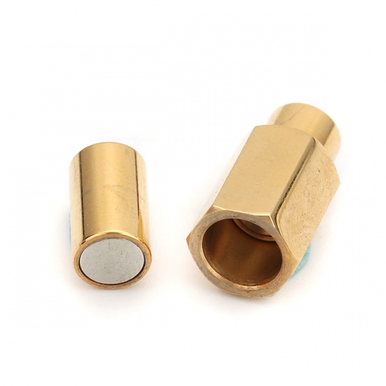 Picture of 304 Stainless Steel Magnetic Clasps Gold Plated 21mm( 7/8") x 10mm( 3/8"), 1 Piece