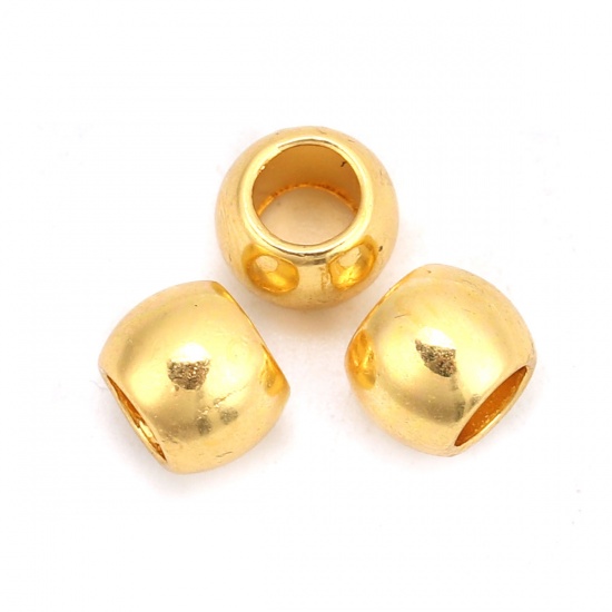 Picture of Zinc Based Alloy Spacer Beads Round Gold Plated 7mm x 6mm, Hole: Approx 4mm, 100 PCs