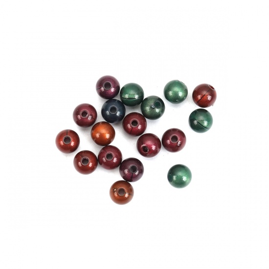 Picture of Acrylic Beads Round At Random Imitation Tiger's Eyes About 8mm Dia, Hole: Approx 1.8mm, 300 PCs