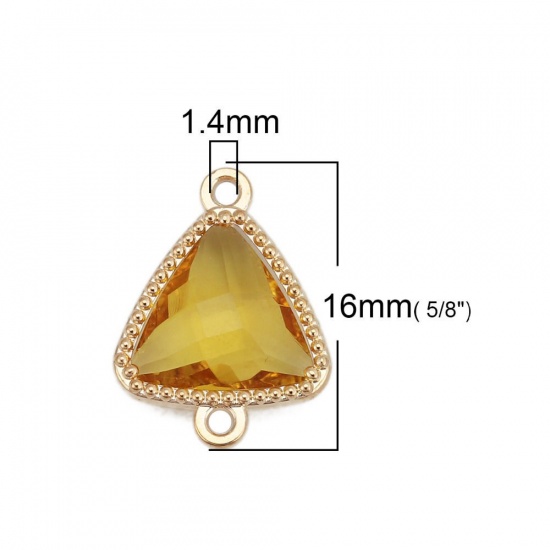 Picture of Brass & Glass Connectors Triangle Gold Plated Red Faceted 16mm( 5/8") x 12mm( 4/8"), 5 PCs                                                                                                                                                                    