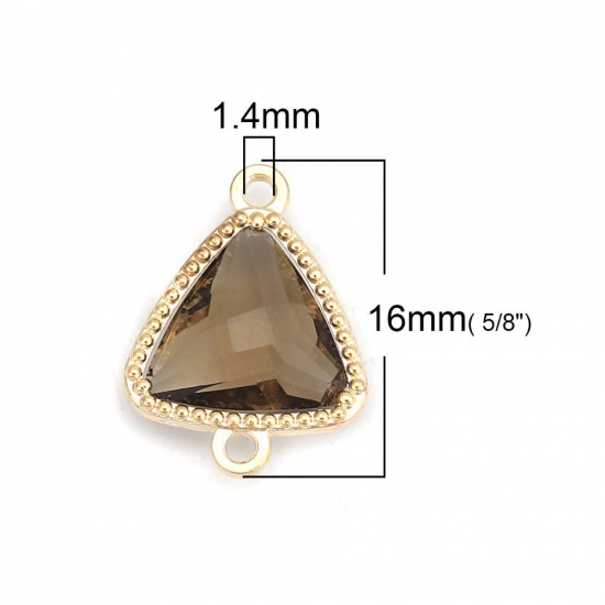 Picture of Brass & Glass Connectors Triangle Gold Plated Royal Blue Faceted 16mm( 5/8") x 12mm( 4/8"), 5 PCs                                                                                                                                                             