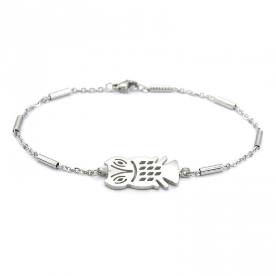 Picture of 304 Stainless Steel Bracelets Silver Tone Butterfly 22cm(8 5/8") long, 1 Piece