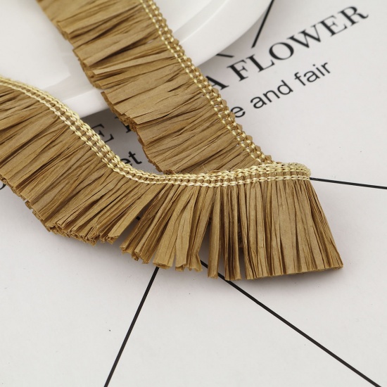 Picture of Raffia Jewelry Thread Cord (For DIY Tassel Pendants) Light Brown 31mm(1 2/8"), 1 Yard
