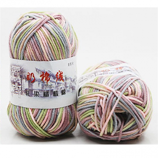 Picture of Cotton & Milk Fiber Super Soft Knitting Yarn Multicolor, 1 Ball