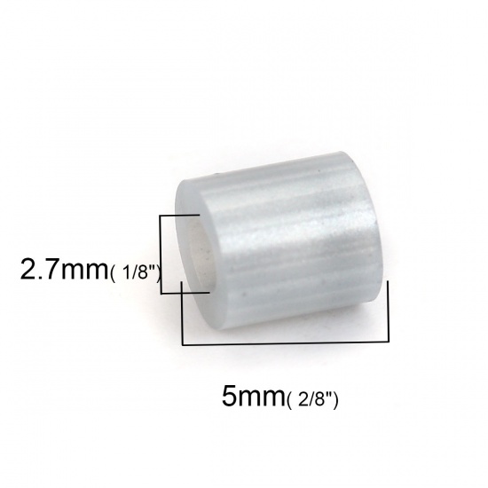 Picture of EVA DIY Fuse Beads For Great Kids Fun, Craft Toy Beads Cylinder Silver-gray 5mm( 2/8") x 5mm( 2/8") , 1000 PCs