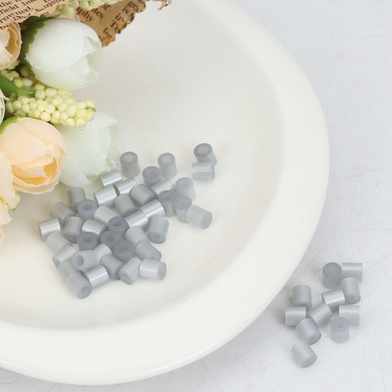 Picture of EVA DIY Fuse Beads For Great Kids Fun, Craft Toy Beads Cylinder Silver-gray 5mm( 2/8") x 5mm( 2/8") , 1000 PCs