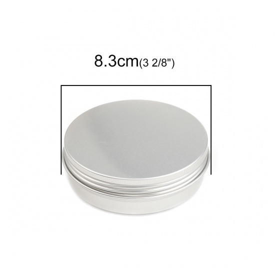Immagine di 100g Alluminio Crema Vaso Contenitore Vuoto Tondo Tono Argento 8.3cm Dia, 4 Pz