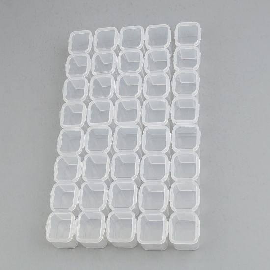 Image de 4 Compartiments Conteneur en Polypropylène Rectangle Transparent 10cm x 2.4cm, 10 Pcs