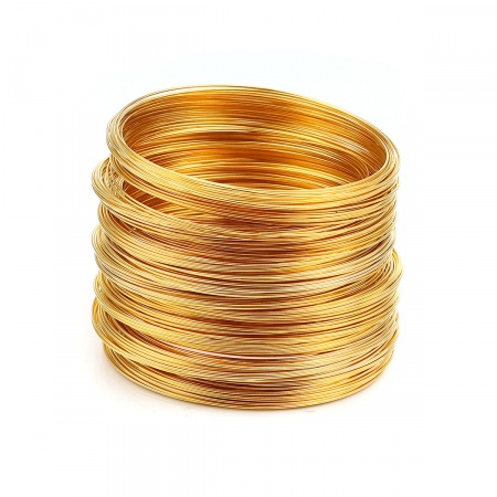 0.6mm Iron Based Alloy Memory Beading Wire For DIY Bracelets Gold Plated 6cm(2 3/8") Dia. - 5.7cm(2 2/8") Dia., 200 PCs