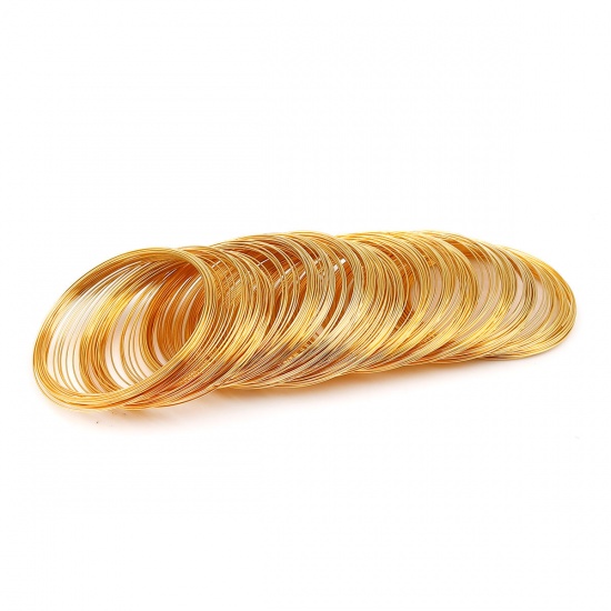 Immagine di Lega di Ferro Filo per Perline Braccialetti Oro Placcato 6cm - 5.7cm Dia, 0.6mm 200 Pz