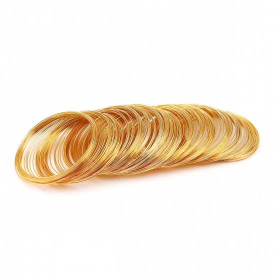 Picture of 0.6mm Iron Based Alloy Memory Beading Wire For DIY Bracelets Gold Plated 6cm(2 3/8") Dia. - 5.7cm(2 2/8") Dia., 200 PCs