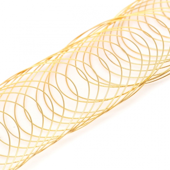 Immagine di Lega di Ferro Filo per Perline Braccialetti Oro Placcato 6cm - 5.7cm Dia, 0.6mm 200 Pz
