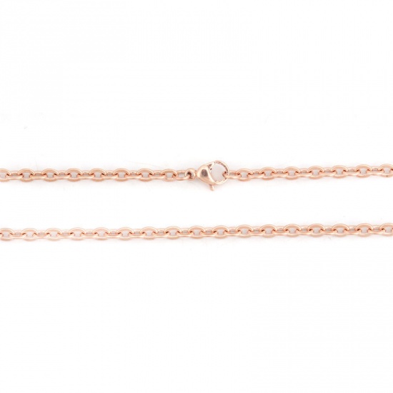 Picture of 304 Stainless Steel Link Cable Chain Necklace Rose Gold 60cm(23 5/8") long, Chain Size: 4x3mm, 1 Piece