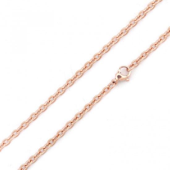 Picture of 304 Stainless Steel Link Cable Chain Necklace Rose Gold 60cm(23 5/8") long, Chain Size: 4x3mm, 1 Piece