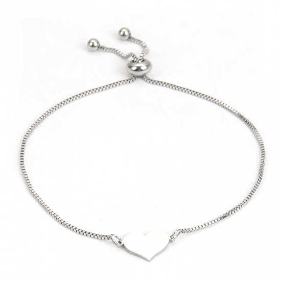 Picture of 304 Stainless Steel Adjustable Slider/ Slide Bolo Bracelets Silver Tone Round 26.1cm(10 2/8") long, 1 Piece