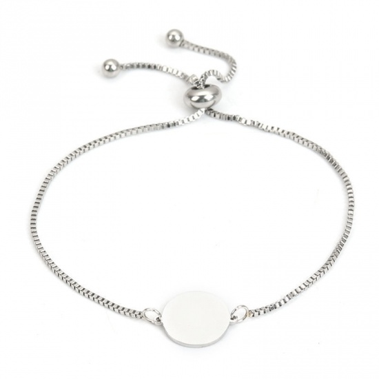 Picture of 304 Stainless Steel Adjustable Slider/ Slide Bolo Bracelets Silver Tone Round 26.1cm(10 2/8") long, 1 Piece
