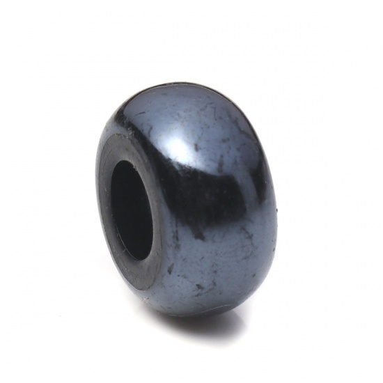 Picture of Acrylic Beads Round Gunmetal About 14mm-13mm Dia., Hole: Approx 5.6mm, 50 PCs