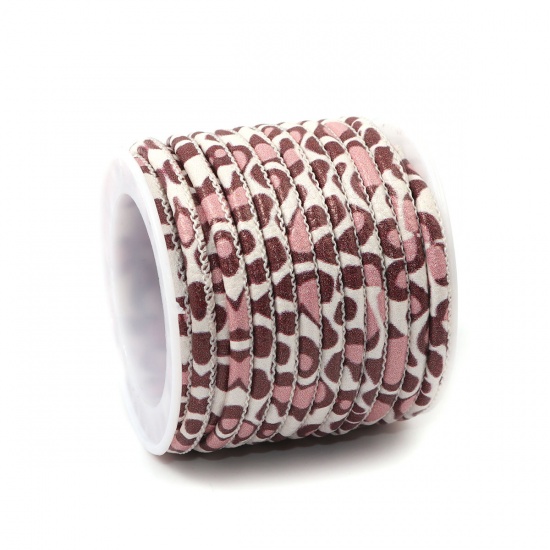 Picture of PU Leather Jewelry Cord Rope Multicolor Leopard Print Pattern 3mm, 1 Roll (Approx 5 M/Roll)