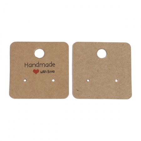 Bild von Papier Schmuck Samtkarten Quadrat Hell Kaffeebraun Message Muster 40mm x 40mm, 100 Blätter