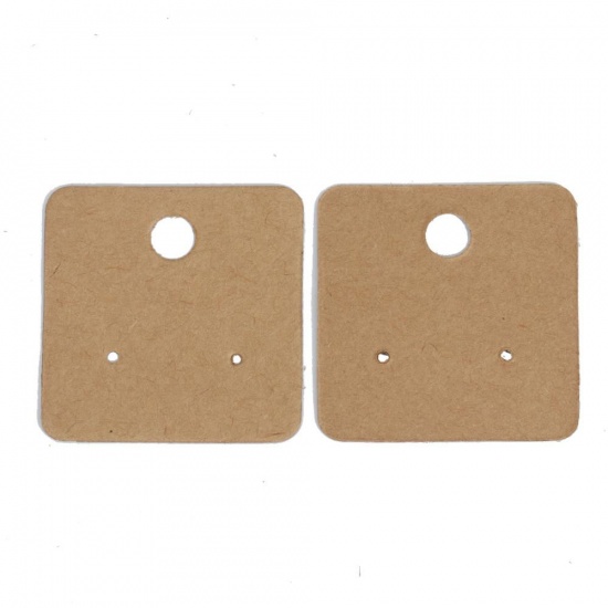 Picture of Paper Jewelry Display Card Square Light Coffee Message Pattern 40mm x 40mm, 100 Sheets