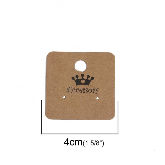 Picture of Paper Jewelry Display Card Square Light Coffee 40mm x 40mm, 100 Sheets
