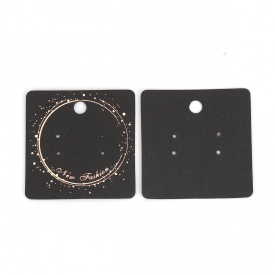 紙 ジュエリーディスプレイカード 正方形 黒 円形パターン 50mm x 50mm、 50 枚 の画像