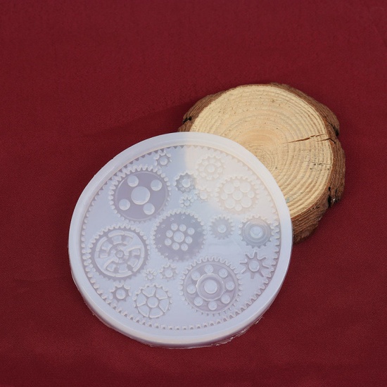 Immagine di Silicone Muffa della Resina per Gioielli Rendendo Tondo Bianco Ingranaggio 10.3cm Dia. 1 Pz