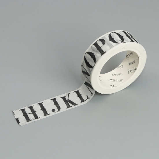 Picture of Paper Adhesive Washi Tape White Initial Alphabet/ Capital Letter 15mm, 1 Piece (Approx 8 M/Roll)